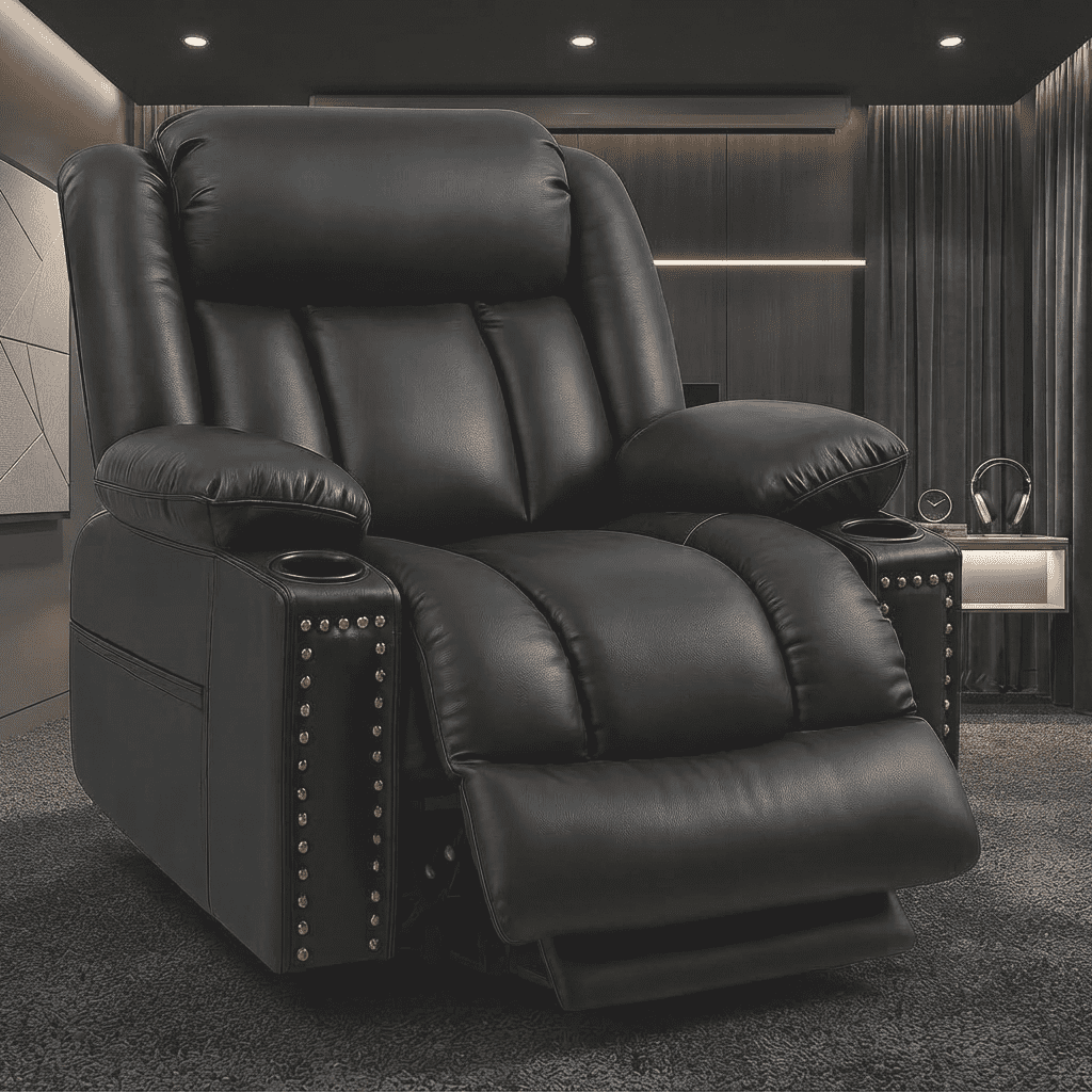 Triple Motor Power Lift Recliner Chair for Elderly with Heat & Vibration Massage,Extended Footrest,USB-A & USB-C Ports,Faux Leather,Black