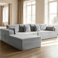 138"Modular Cloud Sectional Sofa with Chaise,Extra Deep Seat Corduroy Couch,Memory Foam,No Assembly,Living Room & Apartment,Light Gray