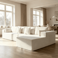 138"Modular Cloud Sectional Sofa with Chaise,Extra Deep Seat Corduroy Couch,Memory Foam,No Assembly,Living Room & Apartment,Beige