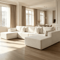 138"Modular Cloud Sectional Sofa with Chaise,Extra Deep Seat Corduroy Couch,Memory Foam,No Assembly,Living Room & Apartment,Beige