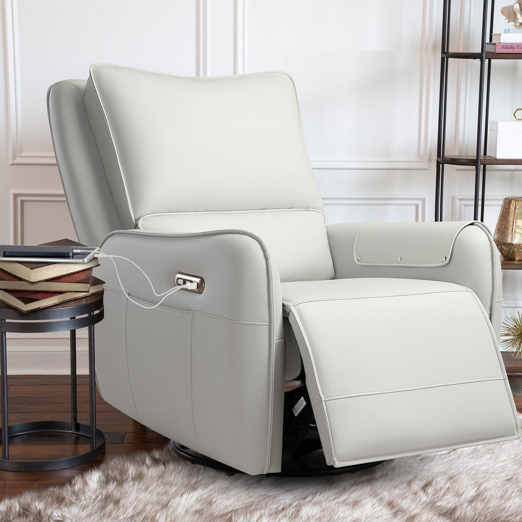 Power Recliner Gliders for Nursery, Electric Swivel Rocker Recliner Chair, Comfy Upholstered Living Room Reclining Rocking Chairs with Lumbar Support