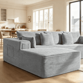 108"Modular Cloud Sectional Sofa with Chaise,Extra Deep Seat Corduroy Couch,Memory Foam,No Assembly,Living Room & Apartment,Light Gray