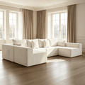 138"Modular Cloud Sectional Sofa with Chaise,Extra Deep Seat Corduroy Couch,Memory Foam,No Assembly,Living Room & Apartment,Beige