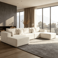 168"Modular Cloud Sectional Sofa with Chaise,Extra Deep Seat Corduroy Couch,Memory Foam,No Assembly,Living Room & Apartment,Beige