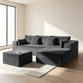 108"Modular Cloud Sectional Sofa with Chaise,Extra Deep Seat Corduroy Couch,Memory Foam,No Assembly,Living Room & Apartment,Dark Gray