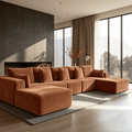 168"Modular Cloud Sectional Sofa with Chaise,Extra Deep Seat Corduroy Couch,Memory Foam,No Assembly,Living Room & Apartment,Orange