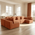 138"Modular Cloud Sectional Sofa with Chaise,Extra Deep Seat Corduroy Couch,Memory Foam,No Assembly,Living Room & Apartment,Orange