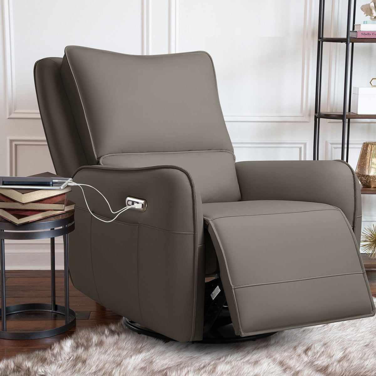 Power Recliner Gliders for Nursery, Electric Swivel Rocker Recliner Chair, Comfy Upholstered Living Room Reclining Rocking Chairs with Lumbar Support