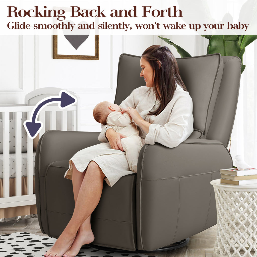 Power Recliner Gliders for Nursery, Electric Swivel Rocker Recliner Chair, Comfy Upholstered Living Room Reclining Rocking Chairs with Lumbar Support