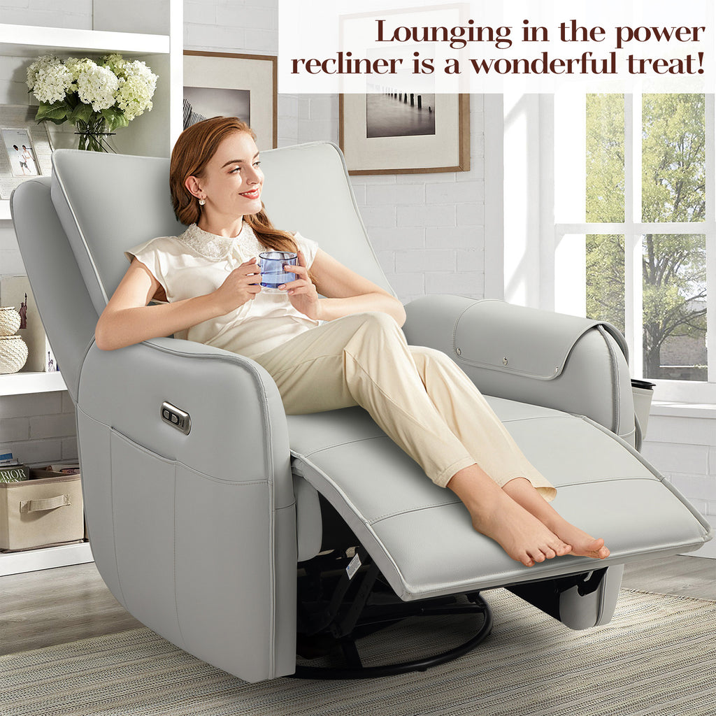Power Recliner Gliders for Nursery, Electric Swivel Rocker Recliner Chair, Comfy Upholstered Living Room Reclining Rocking Chairs with Lumbar Support