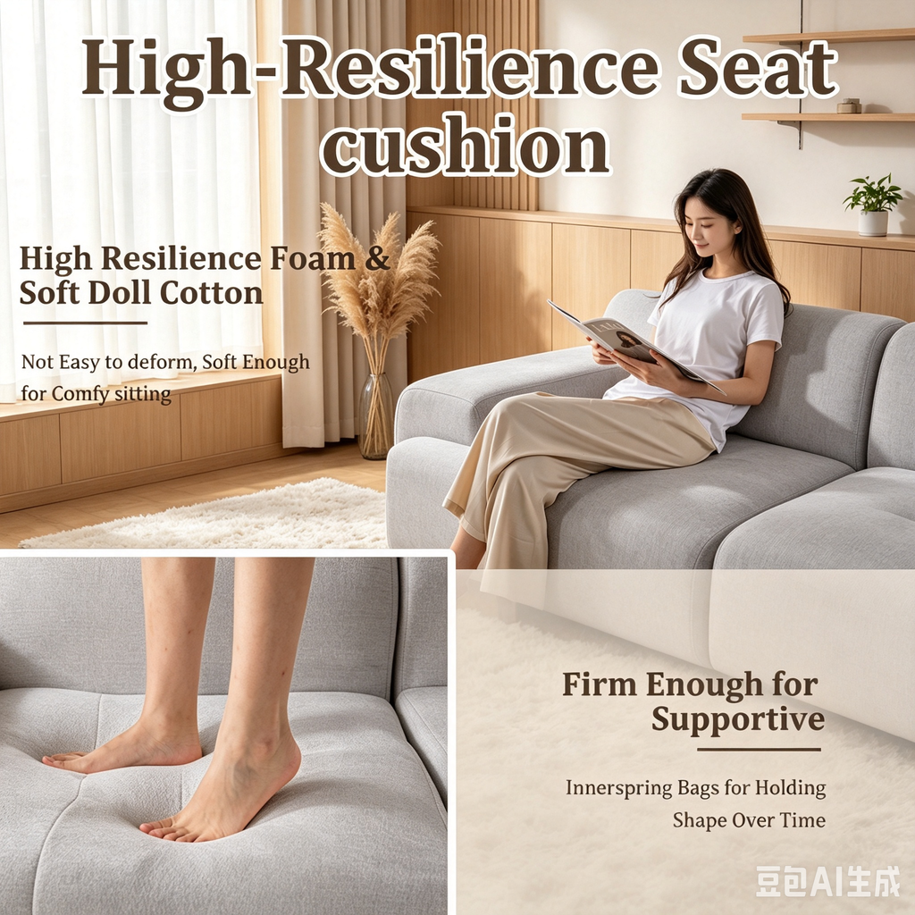 122" Modular Sectional Sofa,Cloud Couch with Extra Deep Seat & High Back,No Assembly,Soft Chenille Fabric,Memory Foam Couch for Living Room ,U shaped(3+2),Light Gray