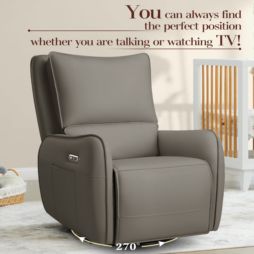 Power Recliner Gliders for Nursery, Electric Swivel Rocker Recliner Chair, Comfy Upholstered Living Room Reclining Rocking Chairs with Lumbar Support