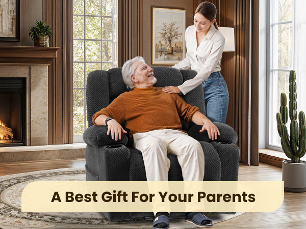 Power Lift Recliner Chair for Elderly with Heat and Massage, Large Wide Electric Lift Chair with Extended Footrest, Plush Flannel Recliner with 2 Cup Holders and Side Pockets, Gray