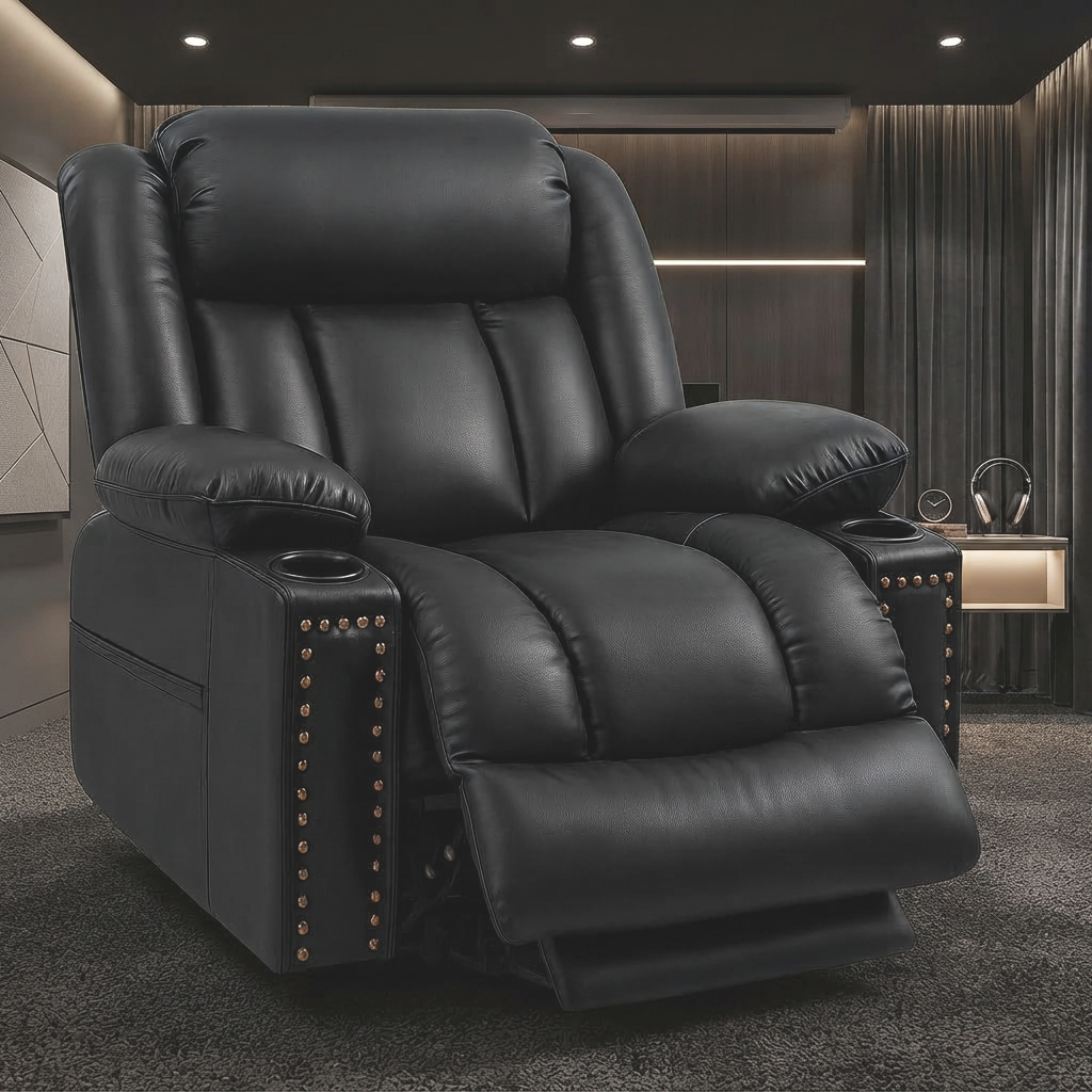 Triple Motor Power Lift Recliner Chair for Elderly with Heat & Vibration Massage,Extended Footrest,USB-A & USB-C Ports,Faux Leather,Grey