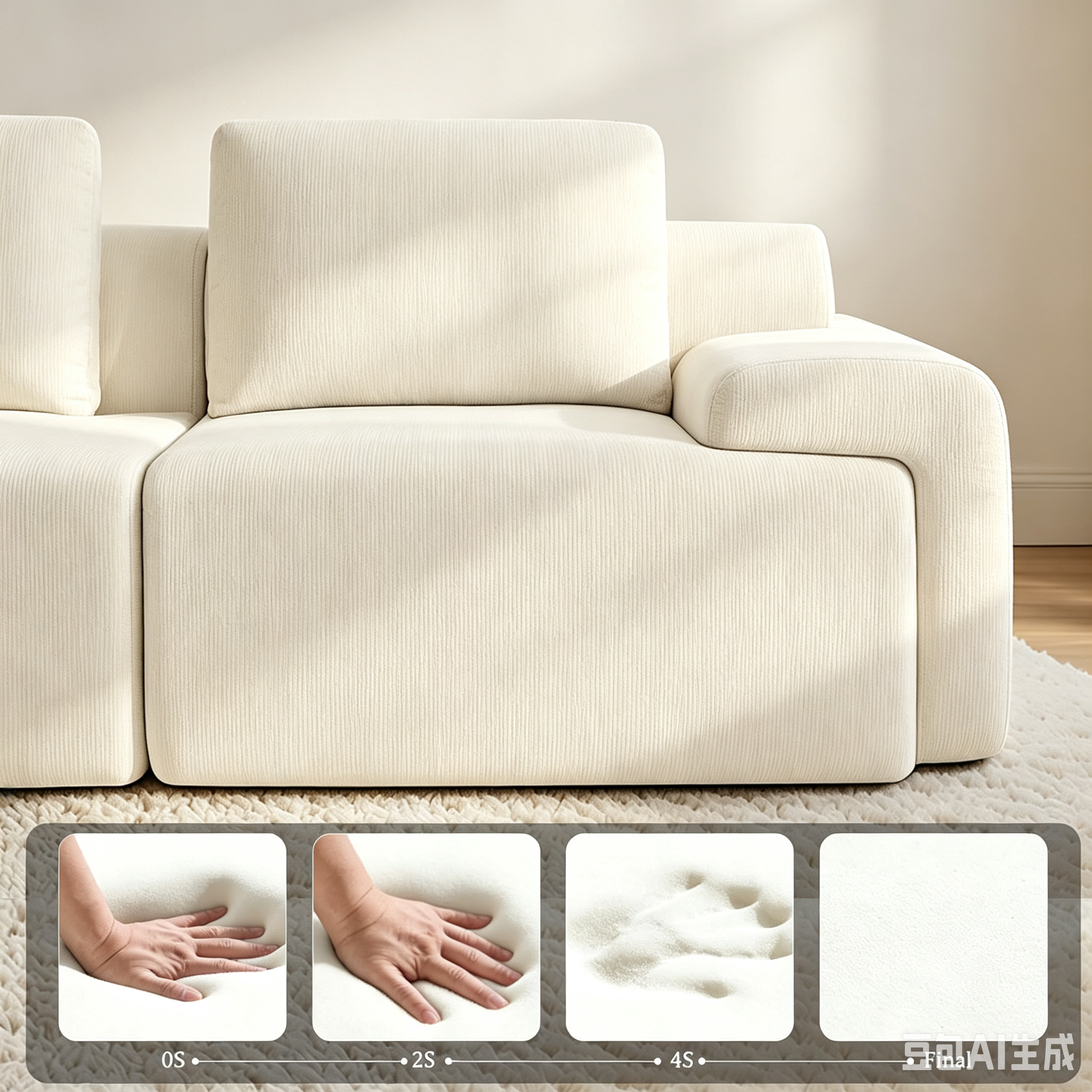 122" Modular Sectional Sofa,Cloud Couch with Extra Deep Seat & High Back,No Assembly,Soft Chenille Fabric,Memory Foam Couch for Living Room ,L shaped(3+1),Beige