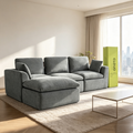 110" Modular Sectional Sofa with Ottoman,Boneless Cloud Couch with Double-Layer Memory Foam and Chenille Fabric,Deep Seat Comfortable Sofa for Living Room,Dark Gray,4 Seater L shaped