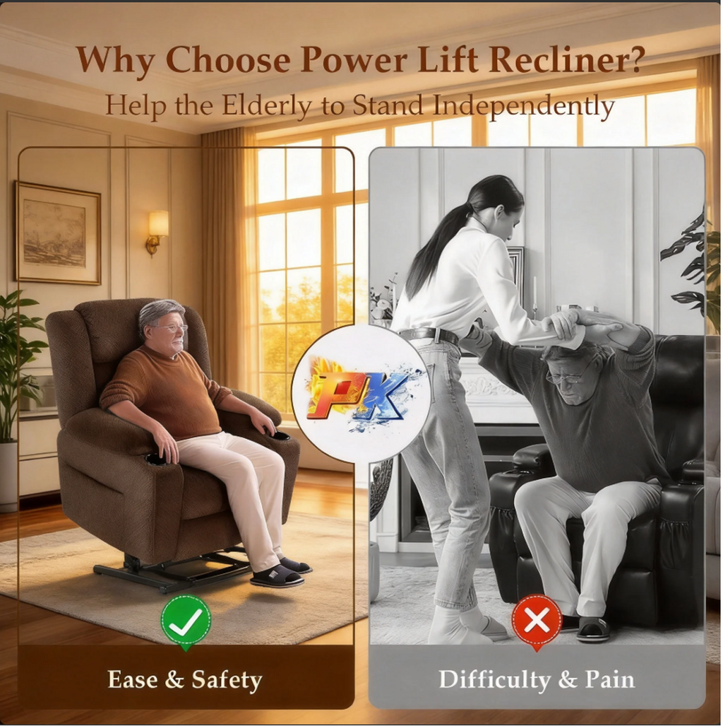 Triple Motor Power Lift Recliner Chair for Elderly,Large Wide Lay Flat Lift Chair with Infinite Position,Power Headrest,Heat & Vibration Massage,Heavy Duty Recliner for Big & Tall Seniors,Dark Brown