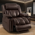 Triple Motor Power Lift Recliner Chair for Elderly with Heat & Vibration Massage,Extended Footrest,USB-A & USB-C Ports,Faux Leather,Dark Brown
