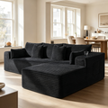 108"Modular Cloud Sectional Sofa with Chaise,Extra Deep Seat Corduroy Couch,Memory Foam,No Assembly,Living Room & Apartment,Black
