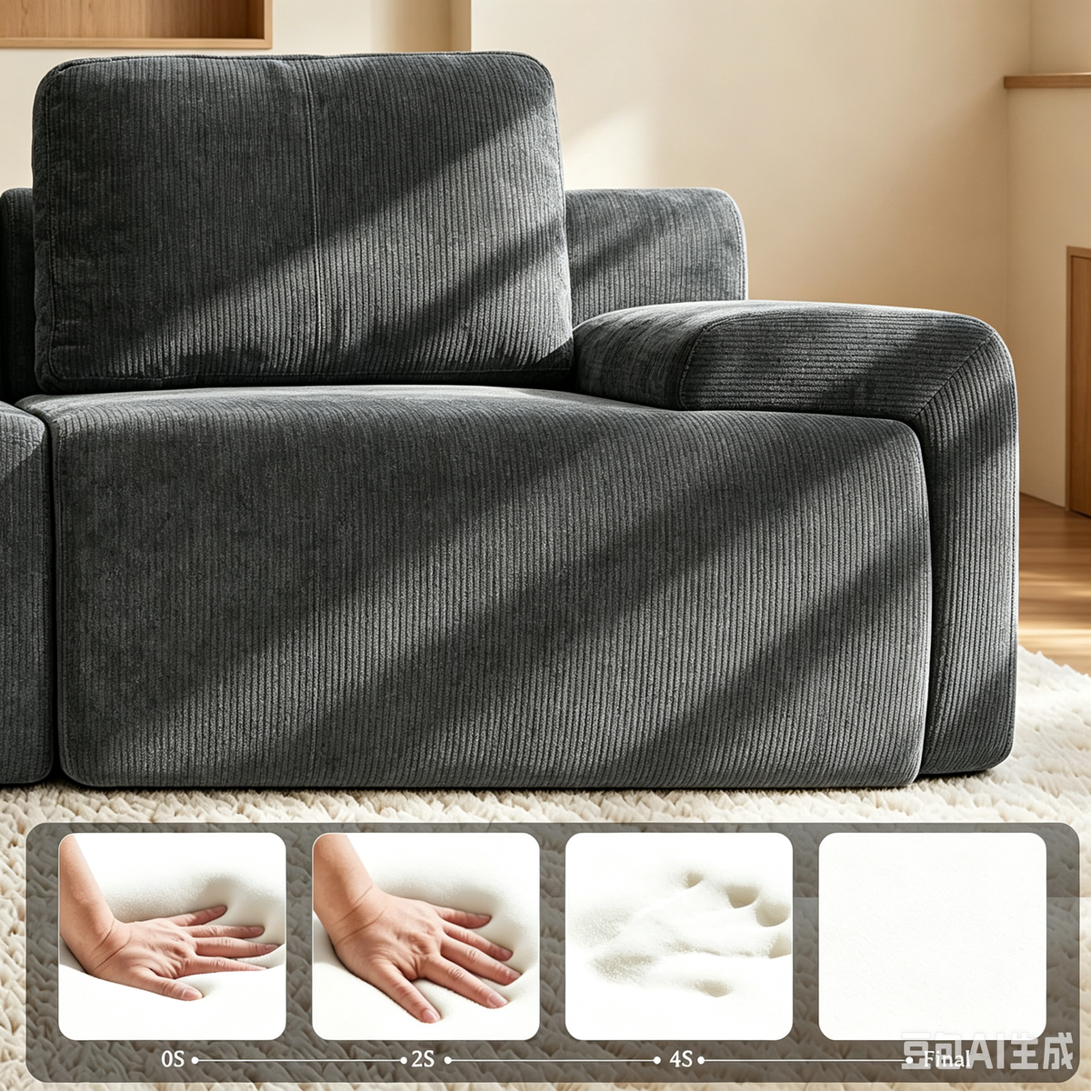 196" Modular Sectional Sofa,Cloud Couch with Extra Deep Seat & High Back,No Assembly,Soft Chenille Fabric,Memory Foam Couch for Living Room ,L shaped(5+1),Dark Gray
