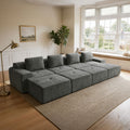 196" Modular Sectional Sofa,Cloud Couch with Extra Deep Seat & High Back,No Assembly,Soft Chenille Fabric,Memory Foam Couch for Living Room ,L shaped(5+1),Dark Gray