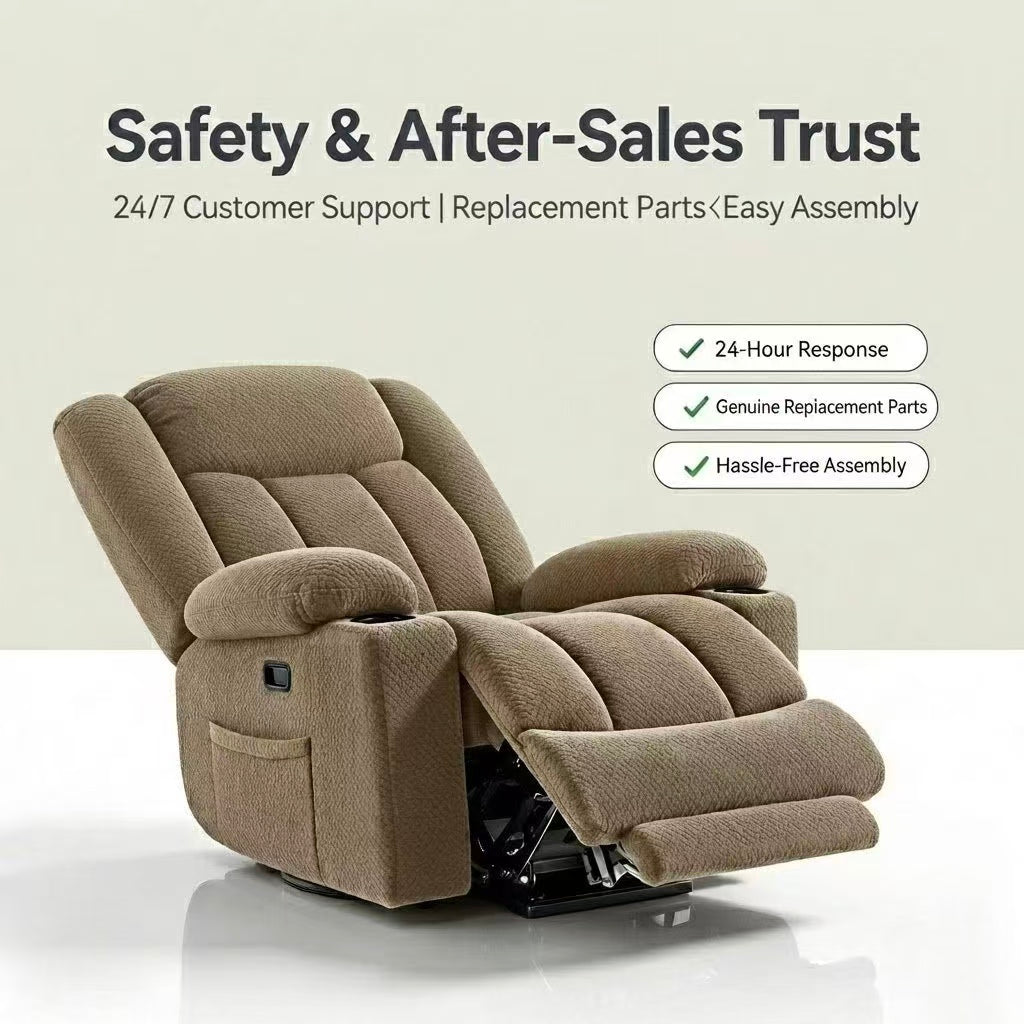 Power Lift Recliner Chair for Elderly with Heating & Vibration Massage, Large Wide Heavy Duty Extended Footrest for Big & Tall, 2 Cup Holders & Side Pockets Plush Flannel