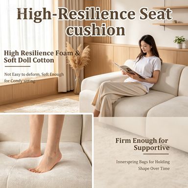 122" Modular Sectional Sofa,Cloud Couch with Extra Deep Seat & High Back,No Assembly,Soft Chenille Fabric,Memory Foam Couch for Living Room ,L shaped(3+1),Beige
