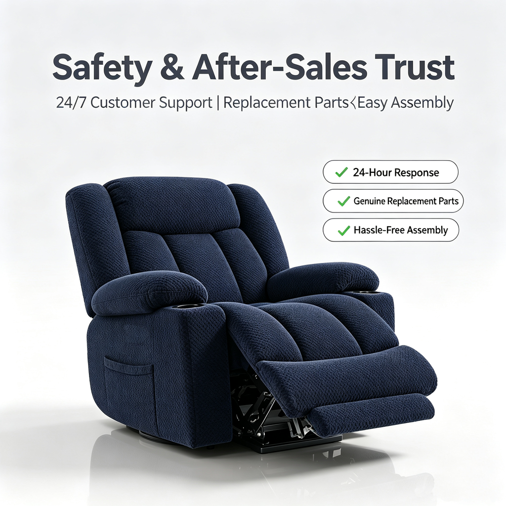 Power Lift Recliner Chair for Elderly with Heating & Vibration Massage, Large Wide Heavy Duty Extended Footrest for Big & Tall, 2 Cup Holders & Side Pockets Plush Flannel
