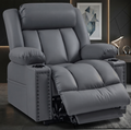 Triple Motor Power Lift Recliner Chair for Elderly with Heat & Vibration Massage,Extended Footrest,USB-A & USB-C Ports,Faux Leather,Grey