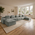 196" Modular Sectional Sofa,Cloud Couch with Extra Deep Seat & High Back,No Assembly,Soft Chenille Fabric,Memory Foam Couch for Living Room ,U shaped(5+2),Light Gray