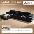 138"Modular Cloud Sectional Sofa with Chaise,Extra Deep Seat Corduroy Couch,Memory Foam,No Assembly,Living Room & Apartment,Dark Gray