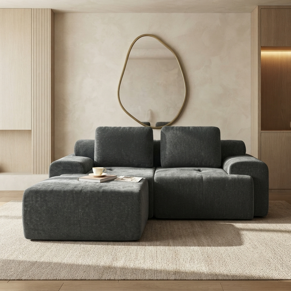 85" Modular Sectional Sofa,Cloud Couch with Extra Deep Seat & High Back,No Assembly,Soft Chenille Fabric,Memory Foam Couch for Living Room ,L shaped(2+1),Dark Gray