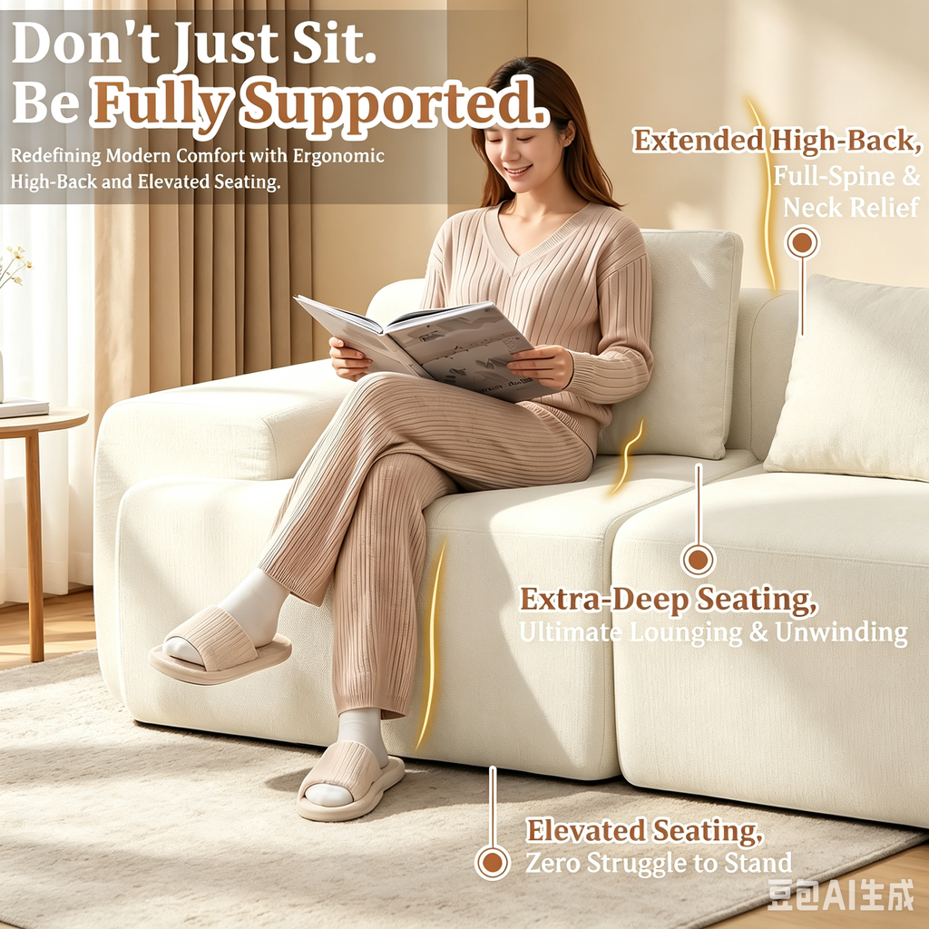 122" Modular Sectional Sofa,Cloud Couch with Extra Deep Seat & High Back,No Assembly,Soft Chenille Fabric,Memory Foam Couch for Living Room ,L shaped(3+1),Beige